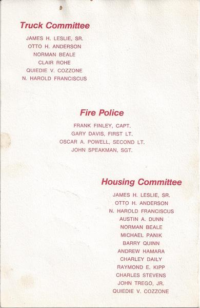 Housing Ceremony Booklet from June 26th, 1971.  Back cover of booklet.